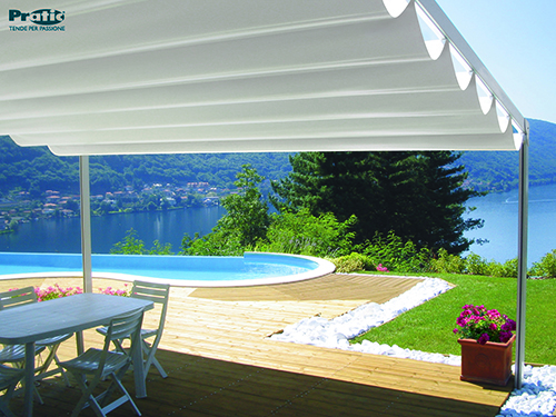 A tensile fabric cantilevered barrel-vault shade structure 