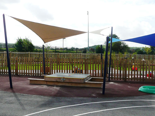  A tensile fabric hypar canopy with straight columns