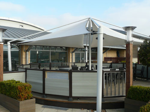  A robust shade structure with a tubular steel frame